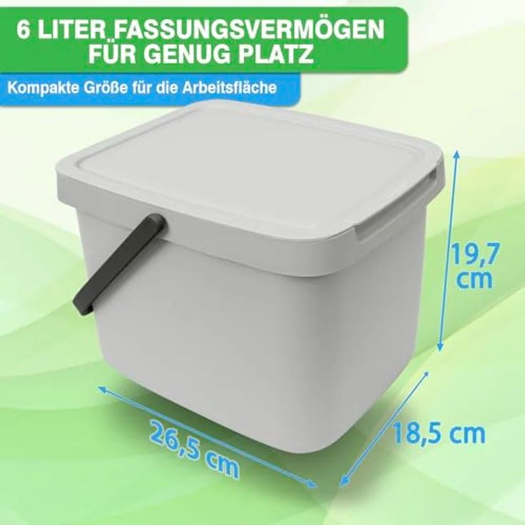 YourCasa Biomülleimer YourCasa® Biomülleimer Küche 6L Komposteimer für alltäglichen Biomüll, Mit Wandhalterung – Bild 6