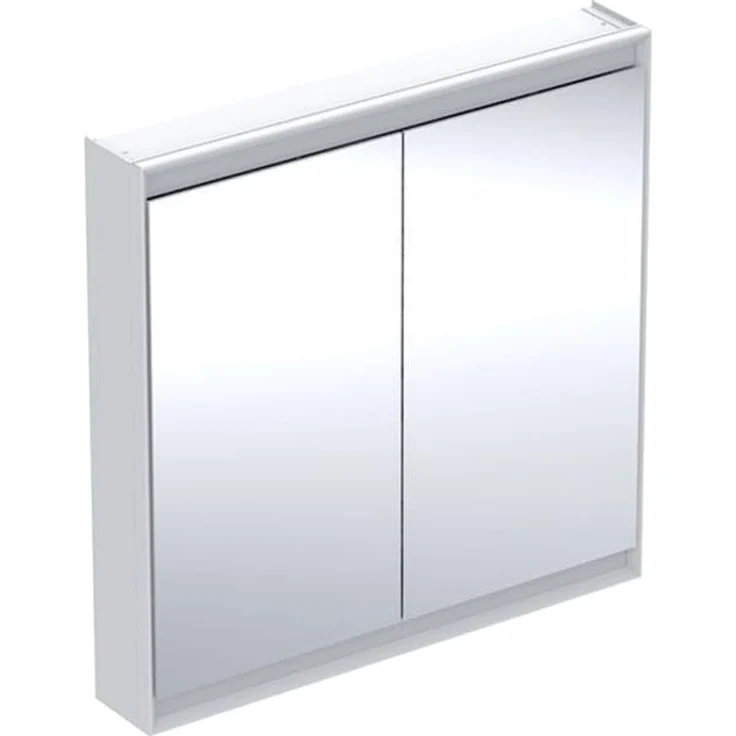 Geberit ONE Spiegelschrank mit ComfortLight, 2 Türen, Aufputzmontage, 75 x 90 x 15 cm, 505.812.00, Farbe: Aluminium eloxiert - 505.812.00.1