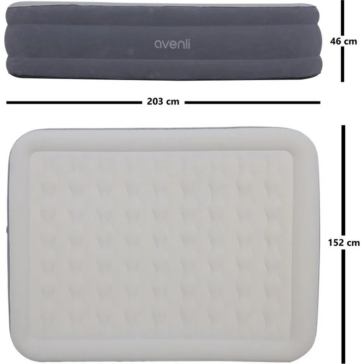 Avenli Luftmatratze Luftmatratze selbstaufblasend 2 Personen 203x152x46cm hoch, (Gästebett aufblasbar aufblasbare Matratze mit integrierter Elektropumpe, 1-St, mit Pumpe und Tragetasche), Aufblasbares Reise Bett inklusive Pumpe und Tragetasche – Bild 2