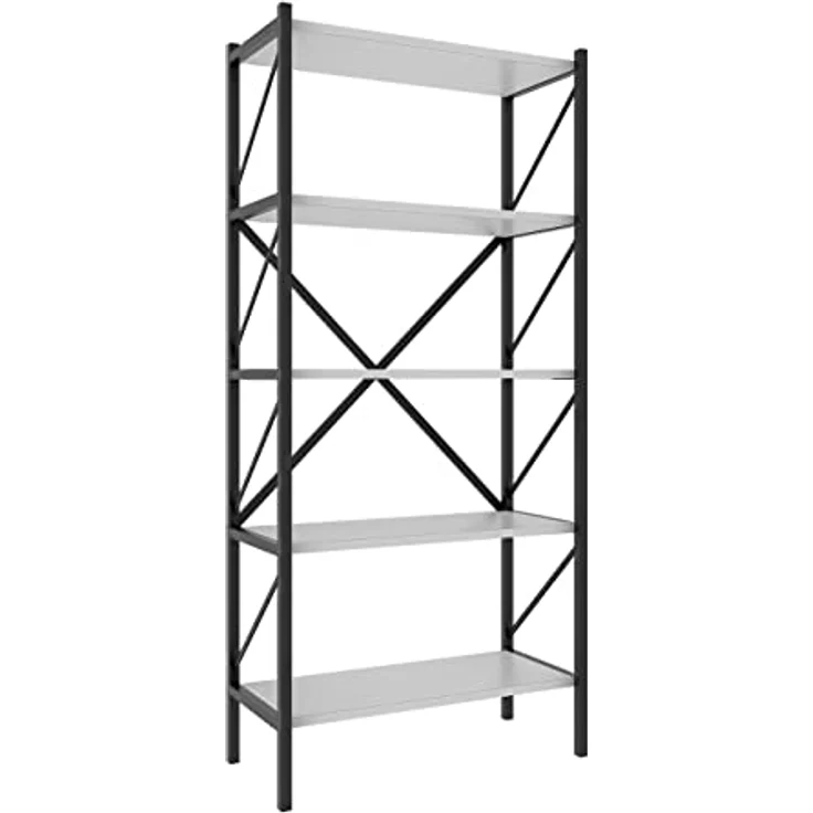 MID.YOU Regal, weiß, Holzwerkstoff, stehend, 5 Fächer, 66x160x34 cm – Bild 3