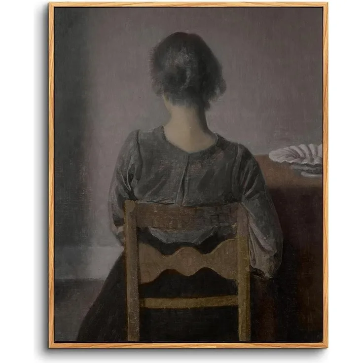 Vintage Frauenporträt Leinwandbild mit Rahmen 30x40cm Wohnzimmer Schlafzimmer