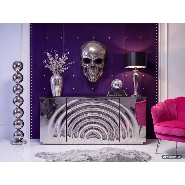 FineBuy Wanddeko Totenkopf Aluminium 41 cm Schädel Groß, Design Wanddekoration Metall Deko Alu Modern, Wohndeko Skull, Wandskulptur Dekoration Wohnaccessoire – Bild 2
