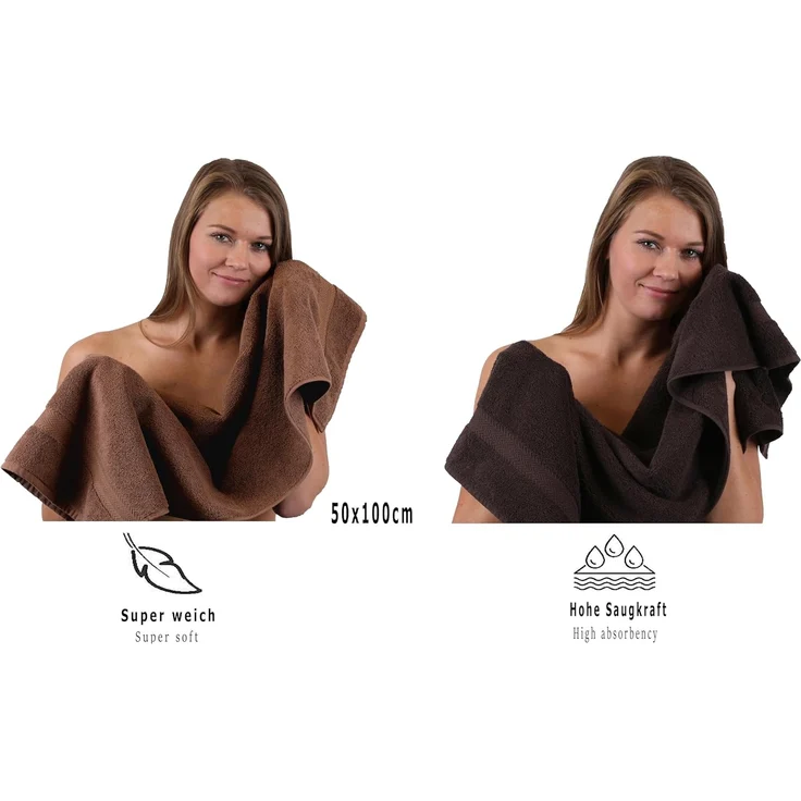 Betz Handtuch Set 10-tlg. Handtuch-Set Premium, 100% Baumwolle, (Set, 10-tlg), Farbe Dunkelbraun und Nussbraun – Bild 5