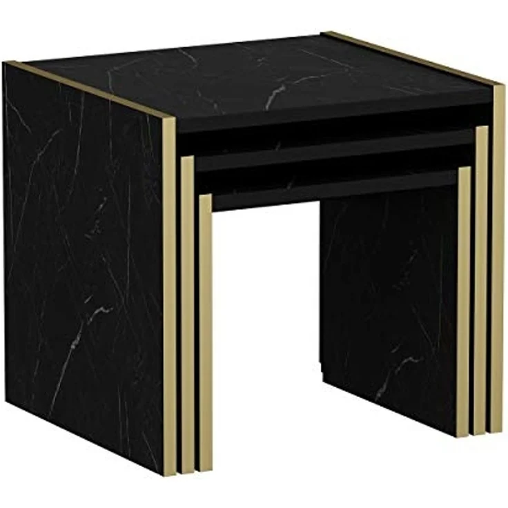 Homemania Home Mania Couchtisch, Melaminspanplatte, Schwarz, Gold, 49 x 45 x 45 cm – Bild 4
