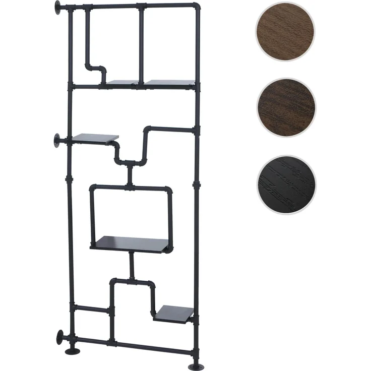 Raumteiler mit Regal HWC-P10, Wohnregal Ablageregal, Industrial Metall Melamin MVG 203x80x20cm ~ schwarz – Bild 10