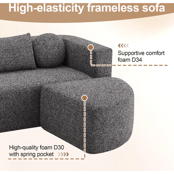 ZUBALIYA Modulares Sofa mit Chenille - Bezug, mit breiten Armlehnen, modular aufgebaut, ohne aufwendige Montage, Schwarz – Bild 18