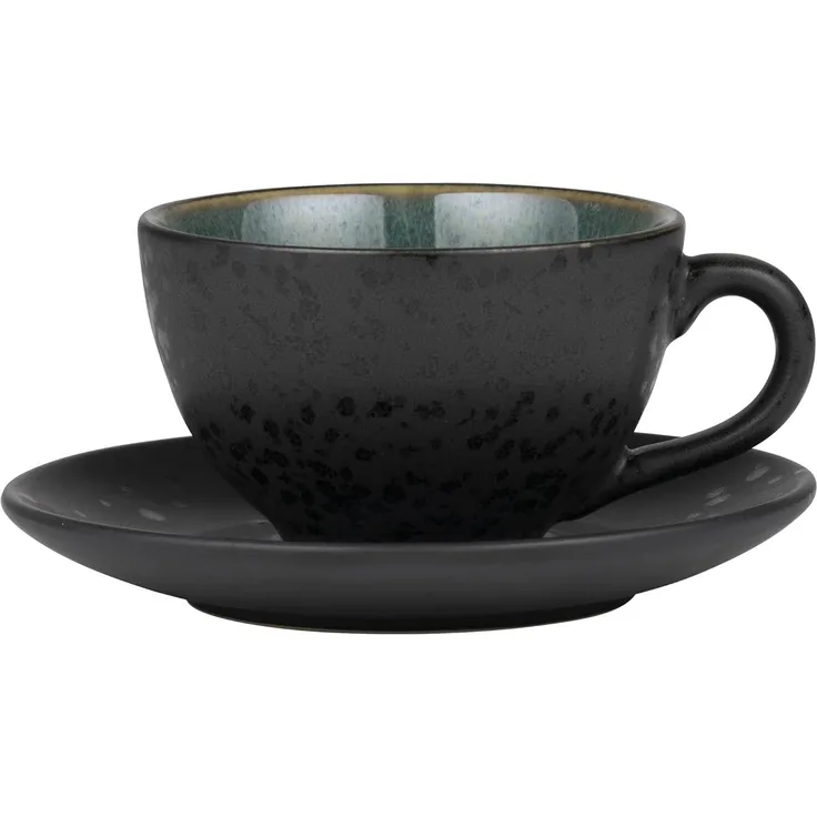 Bitz Tasse mit Untertasse schwarz / grün 0,22 l