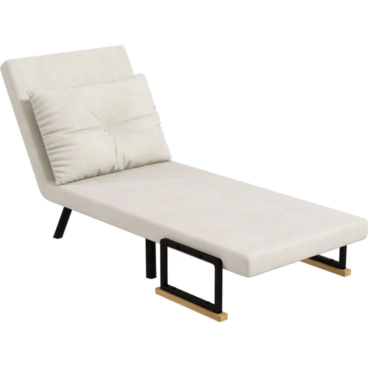 MELAYR, Relaxsessel im Skandidesign, Liegesessel, Lesesessel, ink, Kissen mit Knopfhefung, Cremeweiß, 73 x 63 x 81 cm – Bild 2