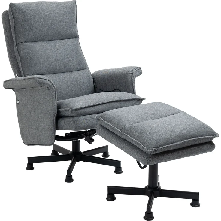 Wohnora-Massage-Bürostuhl mit Fußhocker, 8 Vibrationsköpfe, 1 Fernbedienung, 1 Seitentasche, Grau,H 990cm x T 780cm x B 930cm – Bild 1