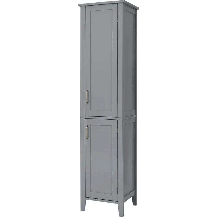 Teamson Home Wooden Badezimmerbades Lagerschrank mit 2 Türen, hoher Badezimmerschrank, graue Badezimmermöbel, verstellbare Lagerung, Mercer -Sammlung – Bild 1