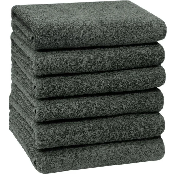 ZOLLNER Handtücher, Walkfrottier (6-St), 50x100 cm, 100% Baumwolle, vom Hotelwäschespezialisten, Anthrazit – Bild 1