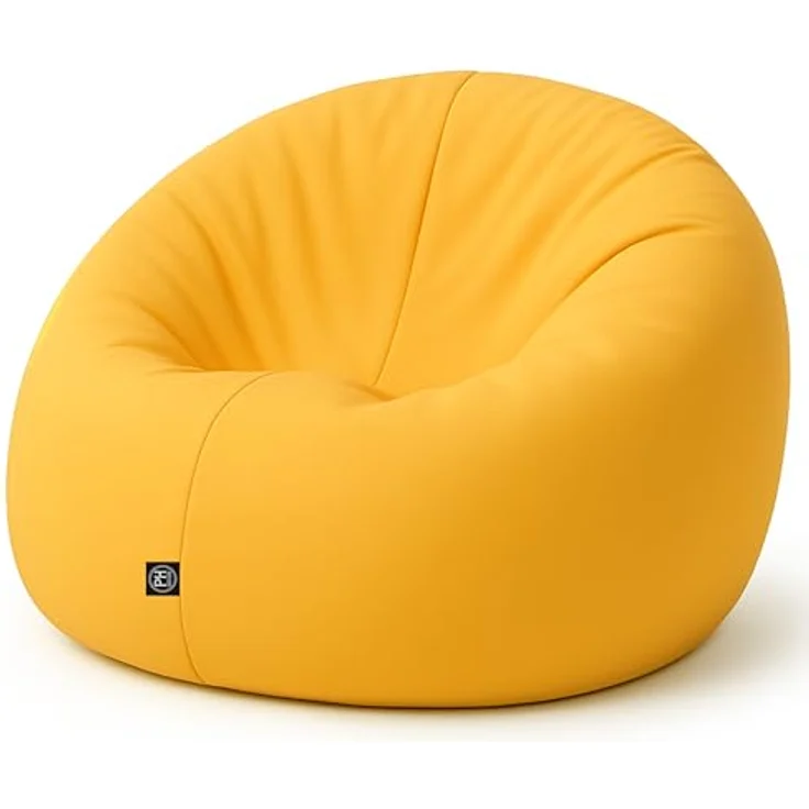 PATCH HOME 2-in-1 Sitzsack Sessel - Gaming Bean Bag mit Reißverschluss - Bereits befüllt, Ergonomisch & Robust für Kinder & Erwachsene (Gelb, 155cm) – Bild 2