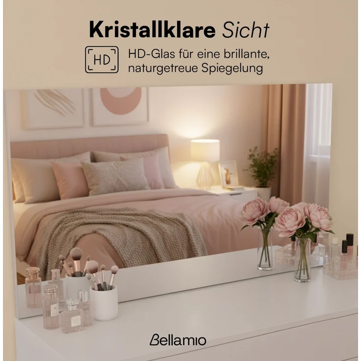 Bellamio 'Livny' Schminkspiegel, 110x70 cm, Wandspiegel aus HD-Glas (mit Wandbefestigung) – Bild 2