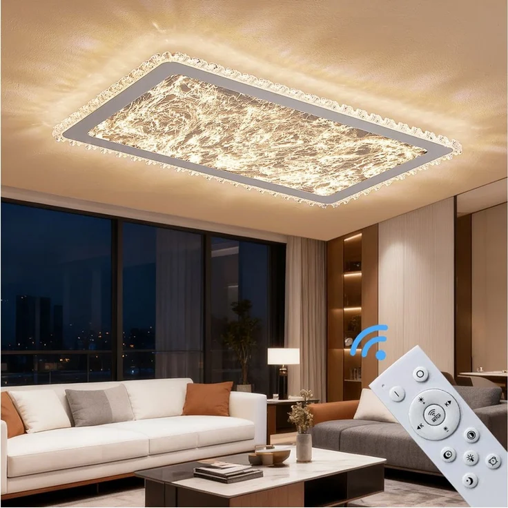 Eurotondisplay LED Deckenleuchte LED Deckenleuchte mit Fernbedienung Lichtfarbe Helligkeit einstellbar, LED fest integriert, Warumweiß, Neutralweiß, Kaltweiß, Lichtfarbe und Helligkeit einstellbar – Bild 1
