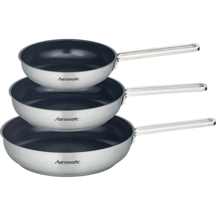 Hanseatic Pfannen-Set hanseatic, Edelstahl 18/10 (Set, 3-tlg, je 1x Pfanne 20 cm, 1,4 l, 24 cm, 2,2 l, 28 cm, 3,4 l), Antihaft-Versiegelung, beschichtet, Induktion – Bild 5