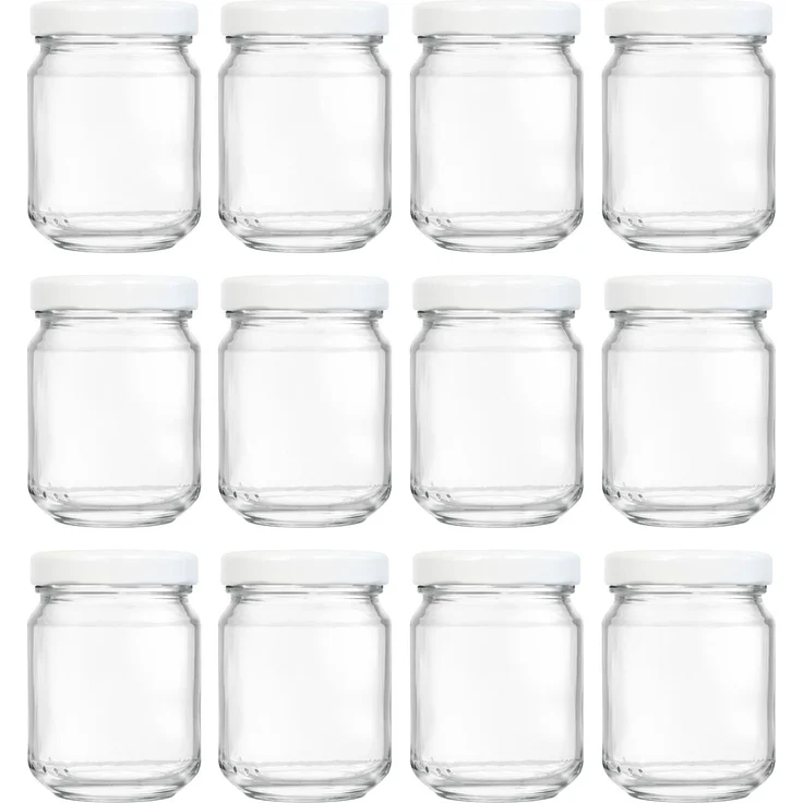 hocz 12x Mini Marmeladengläser 100 ml | mit Deckel Weiß TO 48 | kleine Einmachgläser mit Schraubdeckel zum befüllen | Schraubgläser, Sturzgläser Set | leere Gläser für Marmelade | 12 Stück