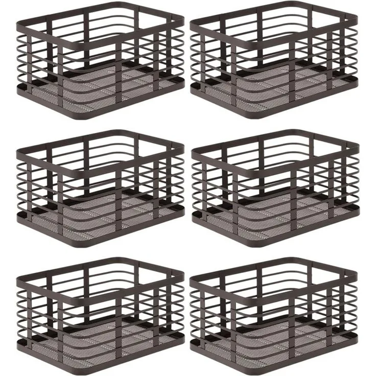 mDesign Allzweckkorb Aufbewahrung Drahtkorb Organizer 6er-Set Metall Bronze