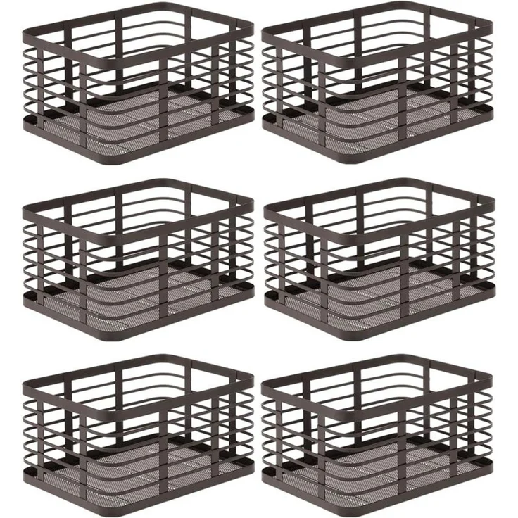 mDesign Allzweckkorb Aufbewahrung Drahtkorb Organizer 6er-Set Metall Bronze – Bild 1