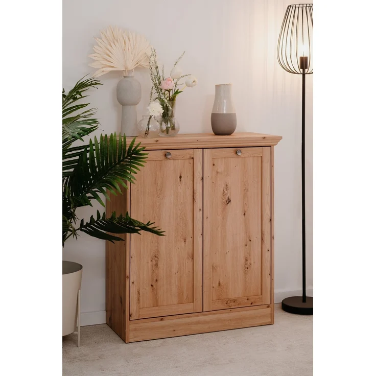 Kommode >Timber< 2 Türen, 2 Böden, Landhaus, in Artisan Eiche Dekor - 80x90x35cm (BxHxT) – Bild 2