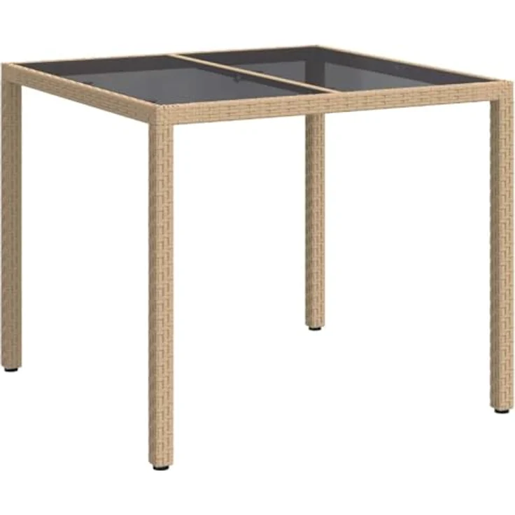 vidaXL Gartentisch Beige 90 x 90 x 75 cm Poly-Rattan 362536 – Bild 2