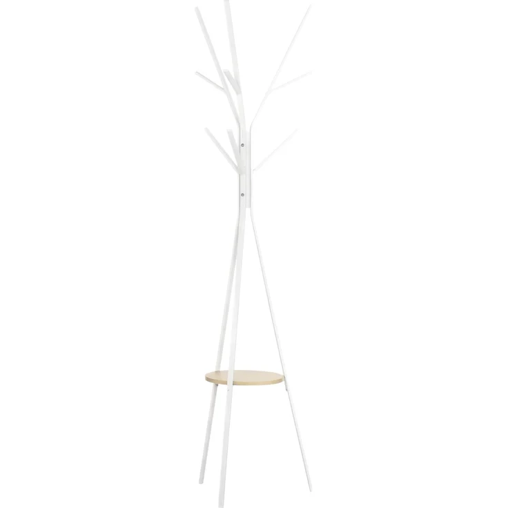 Garderobenständer Kleiderständer mit Ablage und 8 Haken Jackenständer Moderner Garderobe für Kleidung Hut Tasche, Wohnzimmer, Weiß--Weiß--180x45x45cm--YOUDENOVA – Bild 1