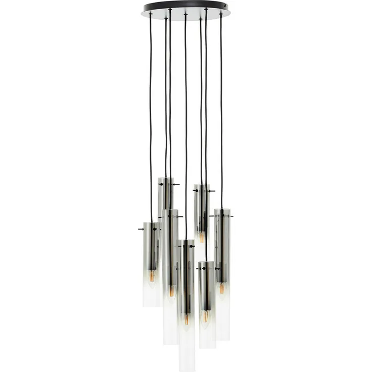 XXXL Hängeleuchte Glasini, höhenverstellbar, Grau-Schwarz, aus Metall und Glas, 199 cm