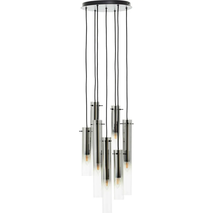 XXXL Hängeleuchte Glasini, höhenverstellbar, Grau-Schwarz, aus Metall und Glas, 199 cm