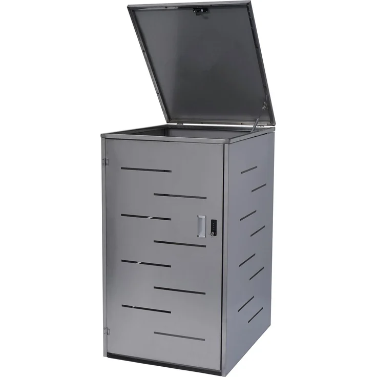 XL 1er-/2er-Mülltonnenverkleidung HWC-E83, Mülltonnenbox, erweiterbar 116x71x98cm ~ Edelstahl 35kg – Bild 8