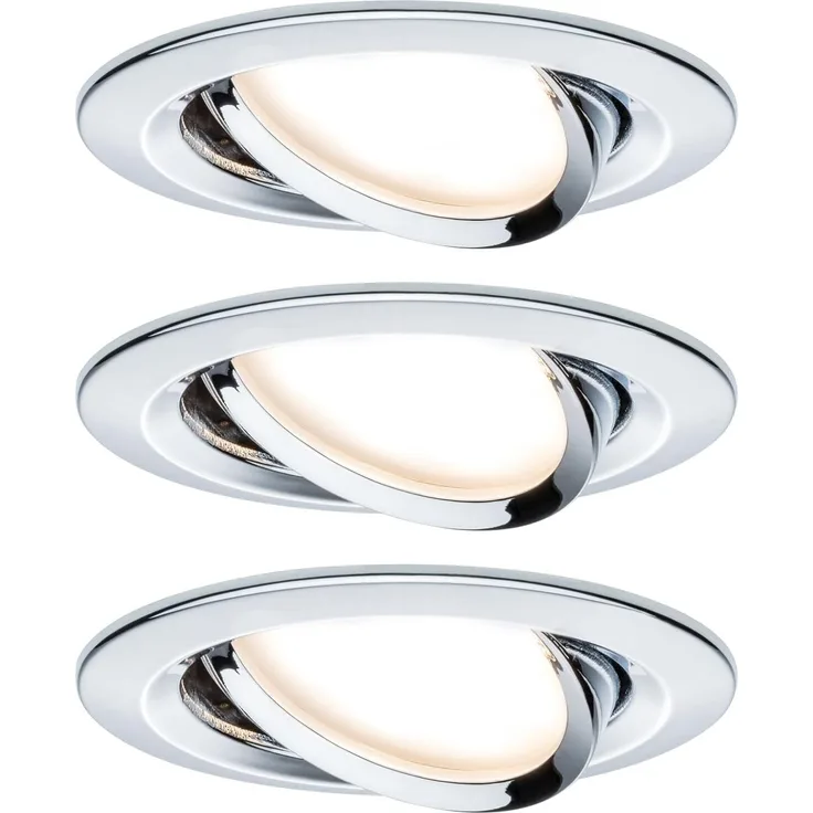 Paulmann 93880 Einbauleuchte LED Coin Slim IP23 rund Chrom 3er-Set dimmbar und schwenkbar