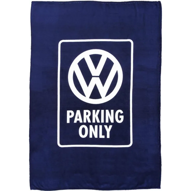 BRISA VW Collection - Weiche Volkswagen Kuschel-Fleece-Schmuse-Decke mit Volkswagen Logo Design (150x200 cm/Parking Only/Blau)
