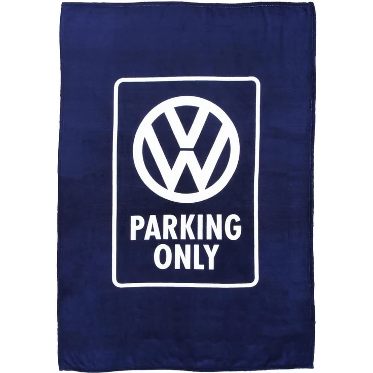 BRISA VW Collection - Weiche Volkswagen Kuschel-Fleece-Schmuse-Decke mit Volkswagen Logo Design (150x200 cm/Parking Only/Blau) – Bild 1
