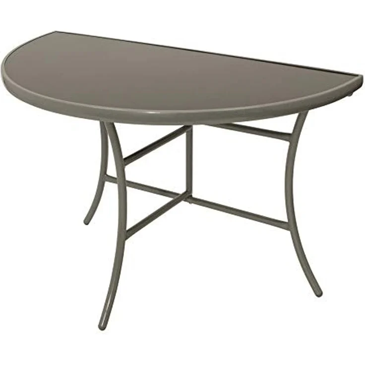 DEGAMO PALERMO Wandtisch, Alu + Metall + Glas, silbergrau/dunkelgrau, 110x58cm halbrund – Bild 1