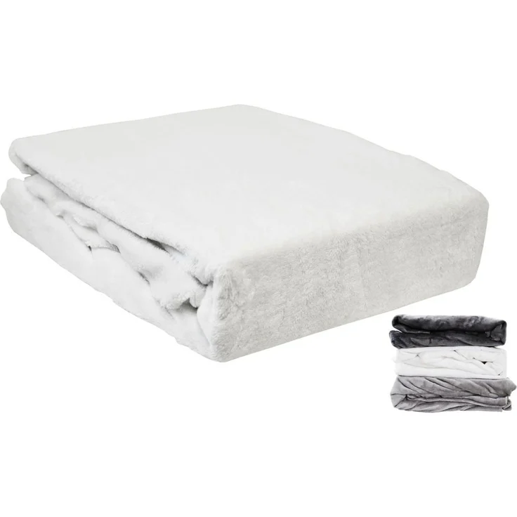 JACK Spannbettlaken Teddy Flausch Cashmere Touch Weiß Grau Anthrazit, Microfaser, Gummizug: Rundumgummizug, (1 Stück), Teddy Plüsch, kuschlig, weiche Oberfläche, superweicher Cashmere-Touch – Bild 1