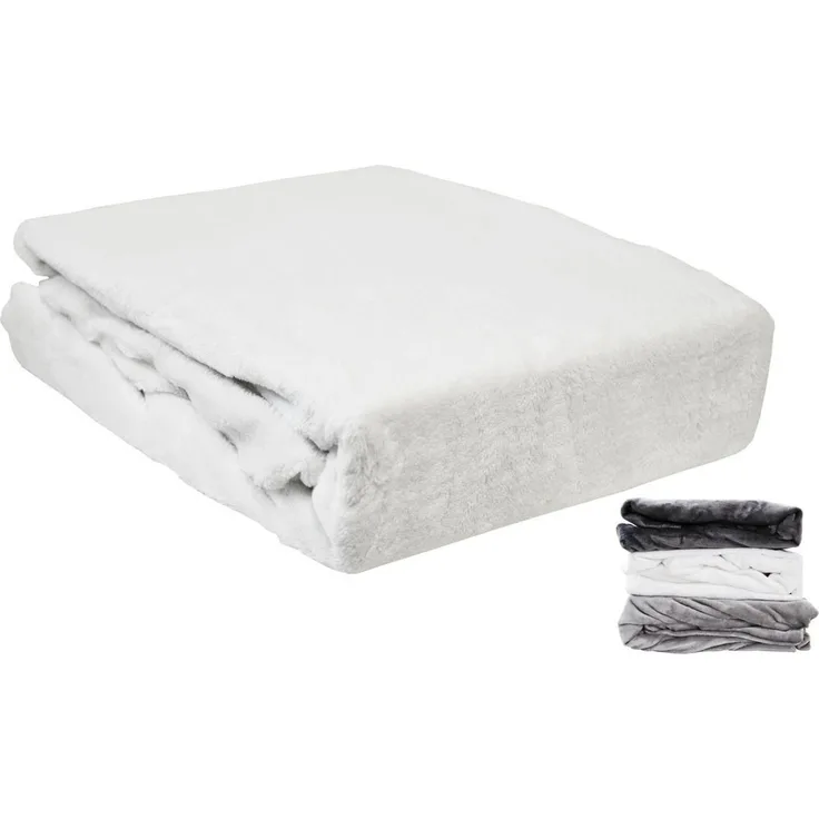 JACK Spannbettlaken Teddy Flausch Cashmere Touch Weiß Grau Anthrazit, Microfaser, Gummizug: Rundumgummizug, (1 Stück), Teddy Plüsch, kuschlig, weiche Oberfläche, superweicher Cashmere-Touch