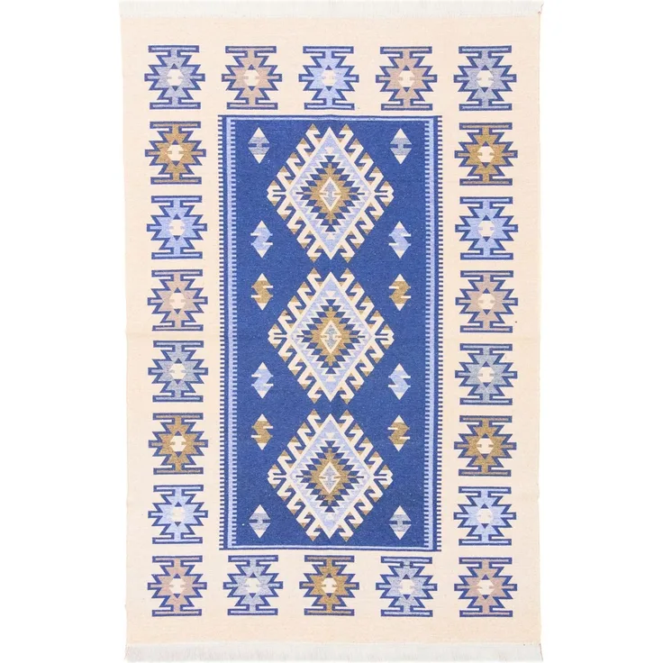 Kelim Teppich - Trendy »Ariz« 180x120 cm - blau