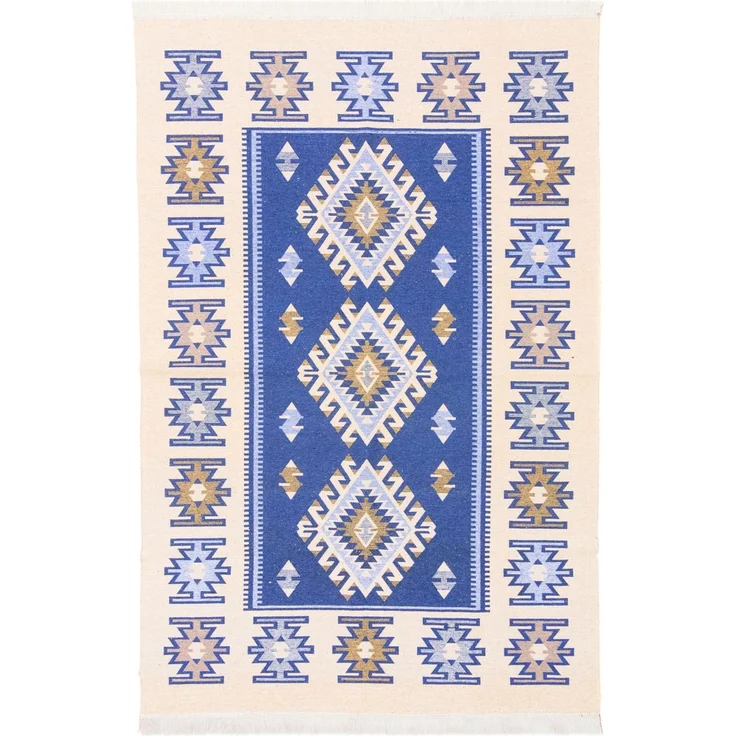 Kelim Teppich - Trendy »Ariz« 180x120 cm - blau – Bild 1