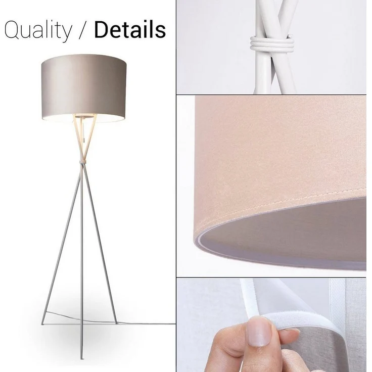 Paco Home Stehlampe Kate uni Color, ohne Leuchtmittel, Wohnzimmer Dreibein Standleuchte Velour Höhe 177,5cm Filigran E27 – Bild 3
