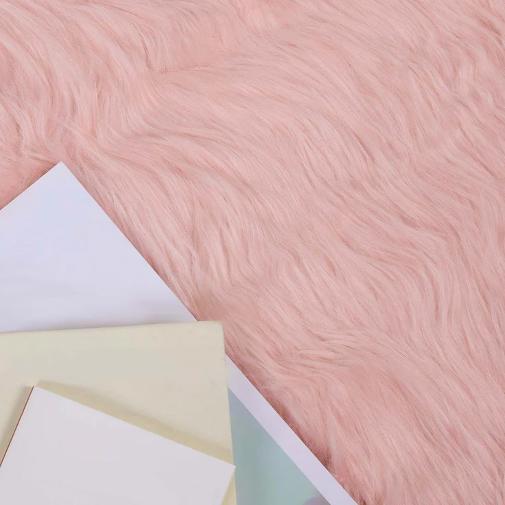 vidaXL Kunstschaffell Teppich Tafalla Rosa Ø 200 cm Polyester 42021561 – Bild 2