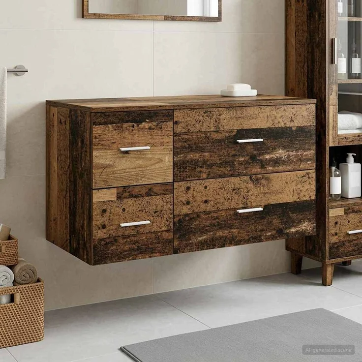 vidaXL Badezimmerschrank-Set 2 stk. Altholz 92,5 x 44,5 x 50 cm 3404022 – Bild 1
