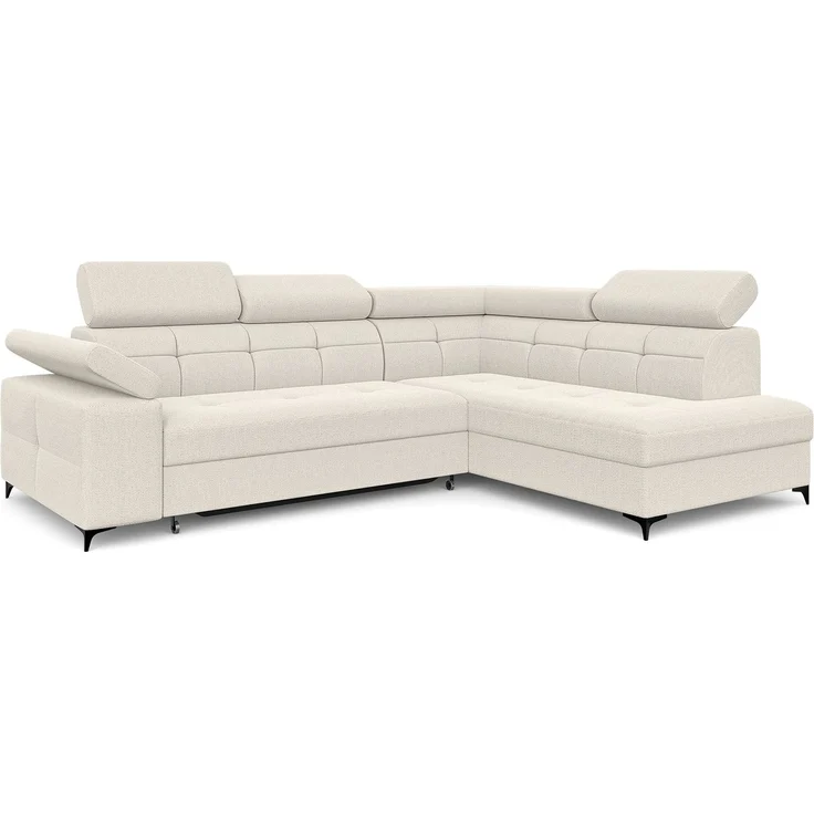 MEBLINI Schlafcouch mit Bettkasten - Ecksofa mit Schlaffunktion - Sofa mit Relaxfunktion - Couch L-Form - Eckcouch - Wohnlandschaft - BERGAMO - 274 x 203 x 83 cm Rechts - Creme Samt Modesto – Bild 2