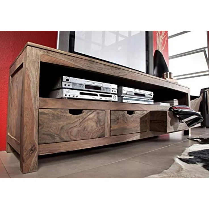 TV-Board Sheesham 190x50x60 grau geölt NATURE GREY #44 – Bild 6