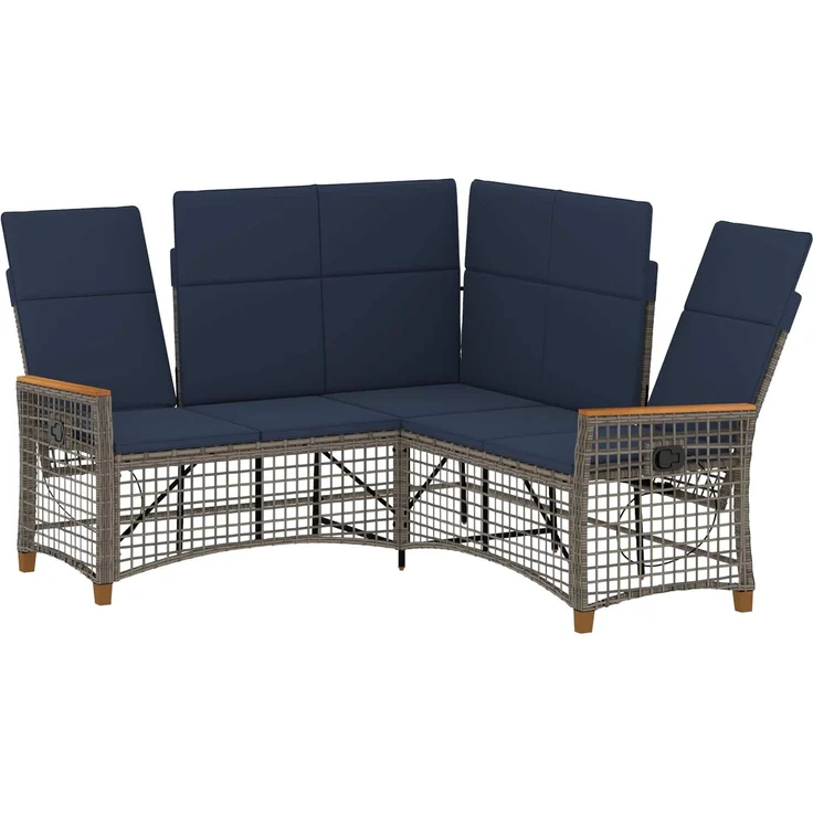 vidaXL Garten Liegesofa Set Grau und Marineblau 164 x 164 x 112 cm 42026827 – Bild 4