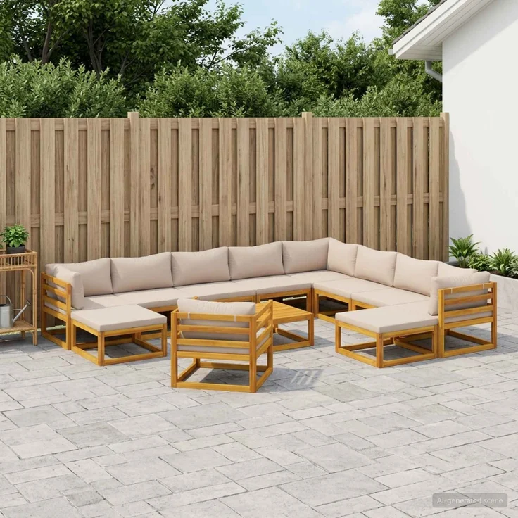 vidaXL Sofa-Set 12 stk. Natur Massivholz Akazie 3417232 – Bild 1