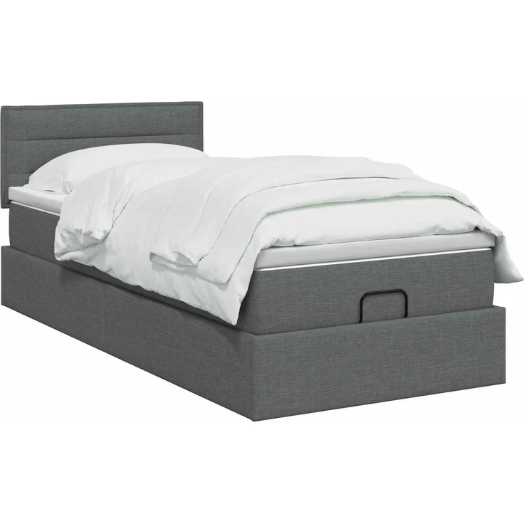 vidaXL Ottoman Bett mit Matratze Dunkelgrau 100 x 200 cm Stoff 3456220 – Bild 3