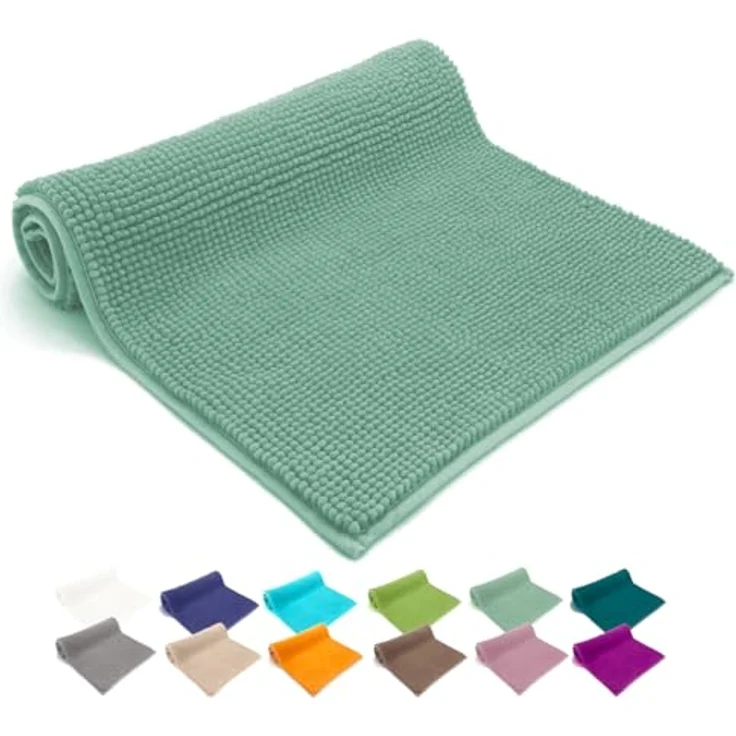 heimtexland Badematte Badvorleger Chenille Badteppich Duschvorleger, rutschhemmend beschichtet, Fußbodenheizung geeignet, fußbodenheizungsgeeignet, saugstark, schnell trocknend, strapazierfähig, rutschfest, Polyester, rechteckig, 45x50 cm, Hochflor, su... – Bild 1
