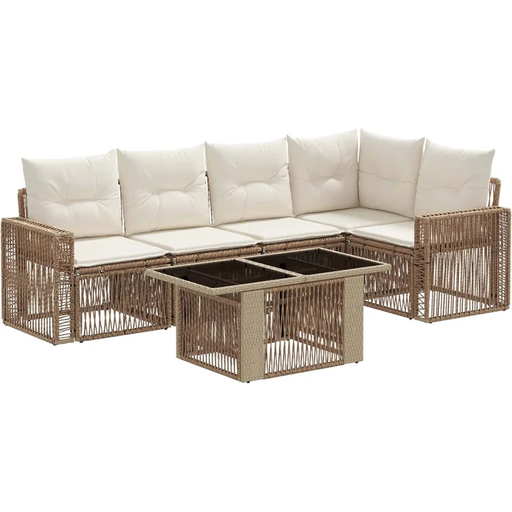 vidaXL Gartensofa-set 6 stk. Beige und Cremeweiß 100 x 55 x 73 cm 3436791 – Bild 2