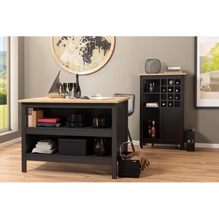 Interlink Highboard AMSTERDAM - Esszimmer & Wohnzimmer in Schwarz-Artisan Eiche – Bild 6