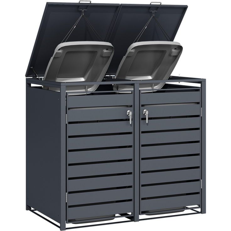ESTEXO Mülltonnenbox 2 Türen, Anthrazit – Bild 6