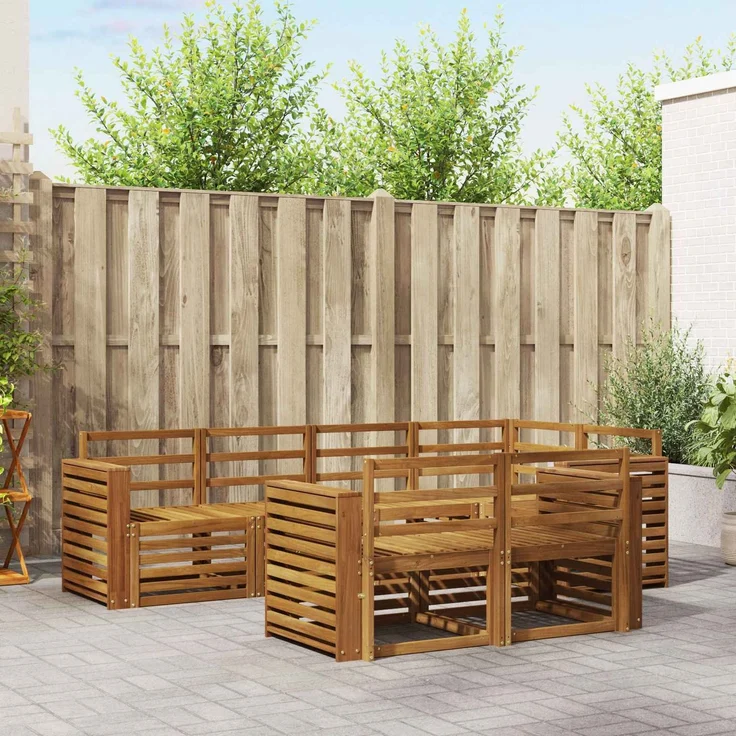 vidaXL Outdoor-Sofagarnitur 7 stk. 7-Sitzer Natur Massivholz Akazie 3374974 – Bild 1