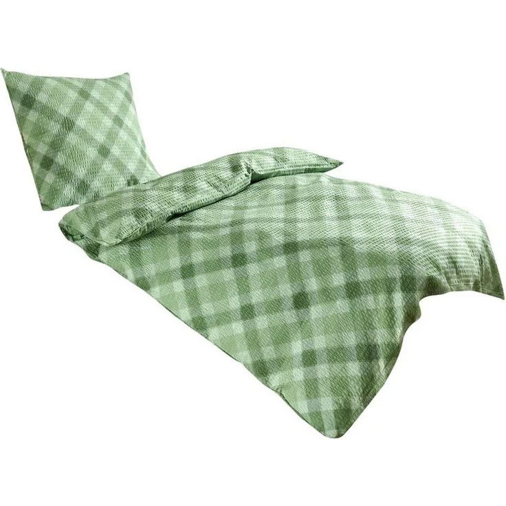 TRAUMSCHLAF Bettwäsche Daniel grün, Seersucker, 2 teilig, ideale Sommerbettwäsche in herrlicher Seersucker Qualität – Bild 4